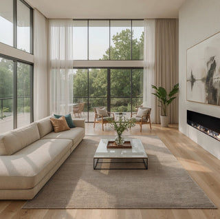 Architectural bioethanol fireplace by Decoflame — flueless, sustainable heating.