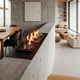 Decoflame BEV Log Fireplace on plinth or shelf